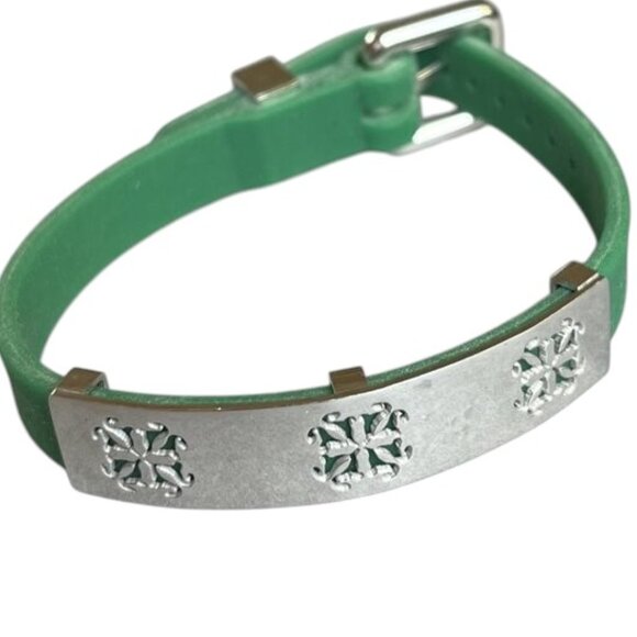 Rustic Cuff Green Silicone and Stainless Logo Band Bracelet - Picture 1 of 3